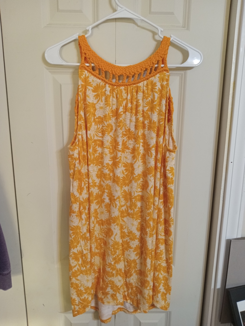 Terra & Sky Bright Yellow Crochet Detail Tank Top